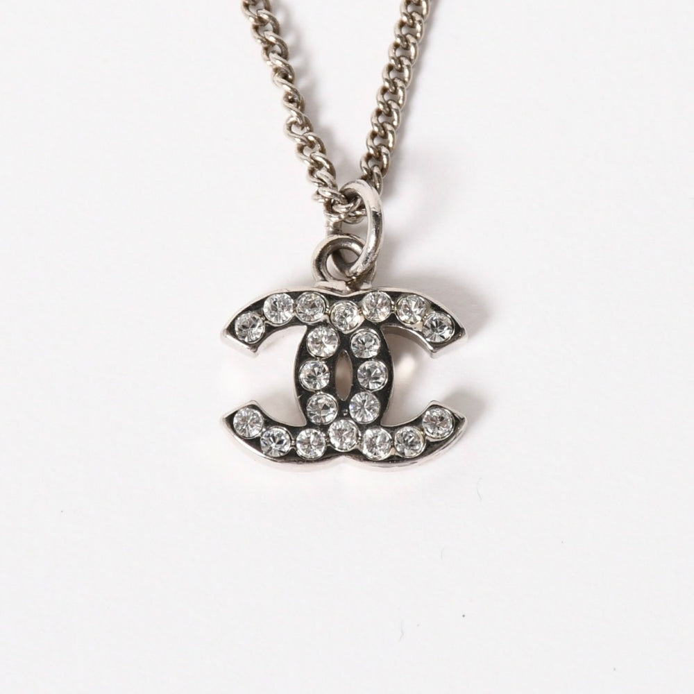 極美品 CHANEL シャネル ココマーク ネックレス ラインストーン メタル 09V刻印 重量約5.73g 中古 4a005148