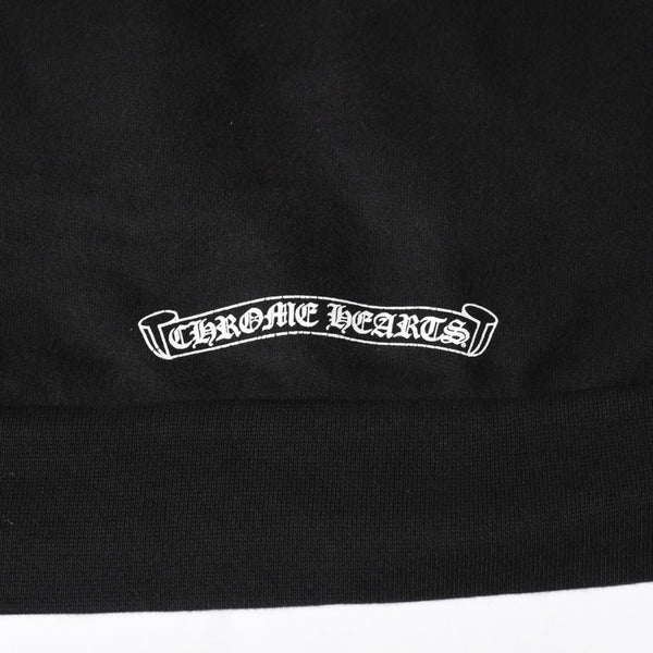 CHROME HEARTS クロムハーツ プルオーバーフーディー パーカー サイズL フローラルクロス ホースシュー ブラック 美品 中古 4a005382