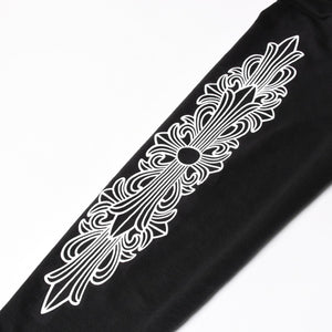 CHROME HEARTS クロムハーツ プルオーバーフーディー パーカー サイズL フローラルクロス ホースシュー ブラック 美品 中古 4a005382