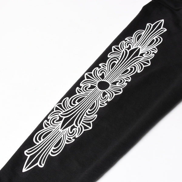 CHROME HEARTS クロムハーツ プルオーバーフーディー パーカー サイズL フローラルクロス ホースシュー ブラック 美品 中古 4a005382