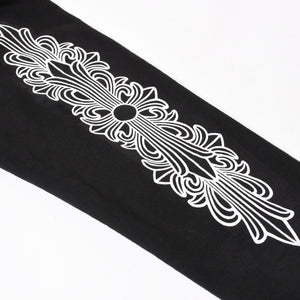 CHROME HEARTS クロムハーツ プルオーバーフーディー パーカー サイズL フローラルクロス ホースシュー ブラック 美品 中古 4a005382