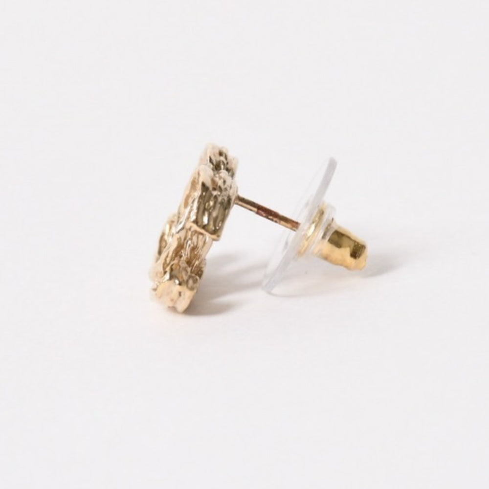 CHANEL Coco Mark Earrings Weight Approx. 3.38g A13C Engraved GP Metal Rhinestone Clear Gold For Both Ears Good Condition Used 4a005146
