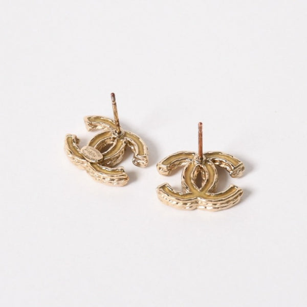 CHANEL シャネル ココマーク ピアス 重量約3.38g A13C刻印 GP メタル ラインストーン クリア ゴールド 両耳用 美品 中古 4a005146