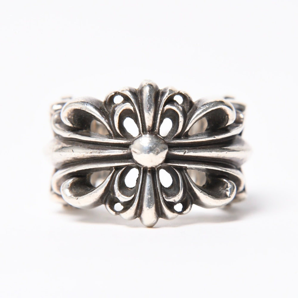 極美品 CHROME HEARTS クロムハーツ DOUBLE FLORAL CROSS ダブルフローラルクロス リング 重量約16.77g サイズ15.5号 中古 4a007257