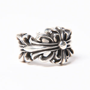 極美品 CHROME HEARTS クロムハーツ DOUBLE FLORAL CROSS ダブルフローラルクロス リング 重量約16.77g サイズ15.5号 中古 4a007257