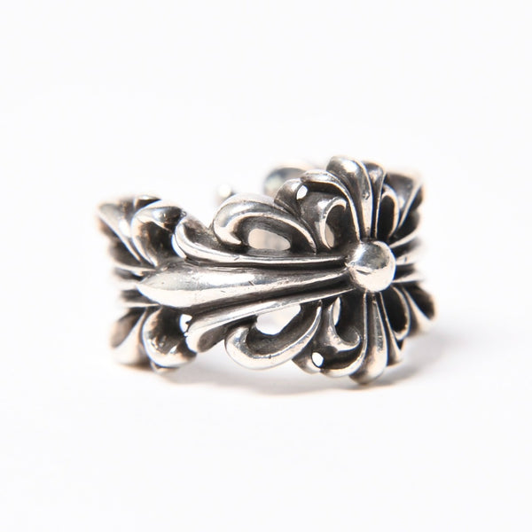 極美品 CHROME HEARTS クロムハーツ DOUBLE FLORAL CROSS ダブルフローラルクロス リング 重量約16.77g サイズ15.5号 中古 4a007257