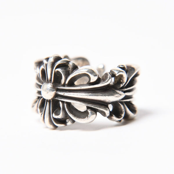 極美品 CHROME HEARTS クロムハーツ DOUBLE FLORAL CROSS ダブルフローラルクロス リング 重量約16.77g サイズ15.5号 中古 4a007257