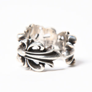 極美品 CHROME HEARTS クロムハーツ DOUBLE FLORAL CROSS ダブルフローラルクロス リング 重量約16.77g サイズ15.5号 中古 4a007257