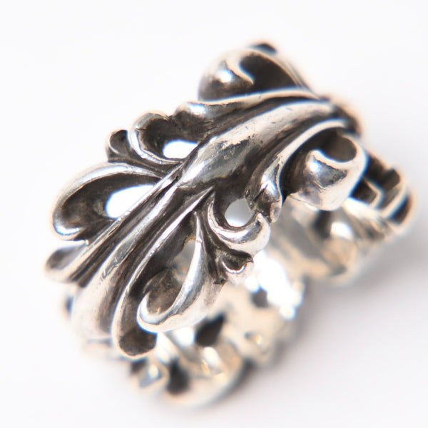 極美品 CHROME HEARTS クロムハーツ DOUBLE FLORAL CROSS ダブルフローラルクロス リング 重量約16.77g サイズ15.5号 中古 4a007257