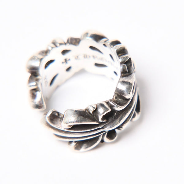 極美品 CHROME HEARTS クロムハーツ DOUBLE FLORAL CROSS ダブルフローラルクロス リング 重量約16.77g サイズ15.5号 中古 4a007257