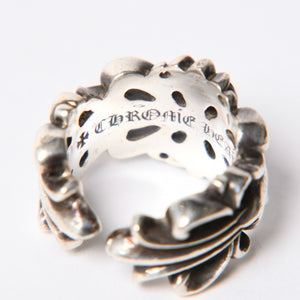 極美品 CHROME HEARTS クロムハーツ DOUBLE FLORAL CROSS ダブルフローラルクロス リング 重量約16.77g サイズ15.5号 中古 4a007257