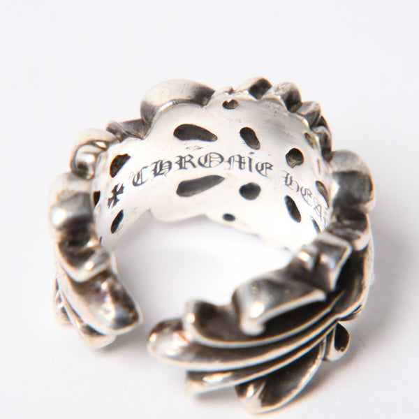 極美品 CHROME HEARTS クロムハーツ DOUBLE FLORAL CROSS ダブルフローラルクロス リング 重量約16.77g サイズ15.5号 中古 4a007257