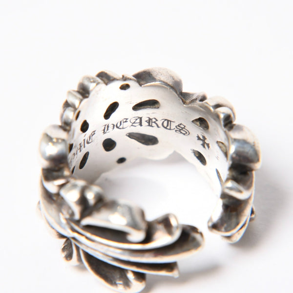 極美品 CHROME HEARTS クロムハーツ DOUBLE FLORAL CROSS ダブルフローラルクロス リング 重量約16.77g サイズ15.5号 中古 4a007257