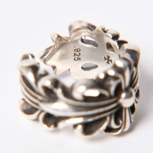 極美品 CHROME HEARTS クロムハーツ DOUBLE FLORAL CROSS ダブルフローラルクロス リング 重量約16.77g サイズ15.5号 中古 4a007257