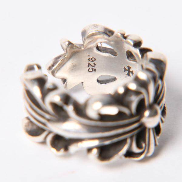 極美品 CHROME HEARTS クロムハーツ DOUBLE FLORAL CROSS ダブルフローラルクロス リング 重量約16.77g サイズ15.5号 中古 4a007257