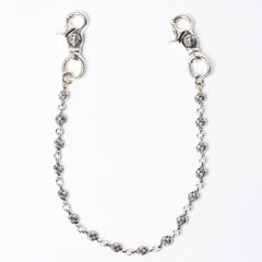 新品未使用 CHROME HEARTS クロムハーツ クロスボール ショート ウォレットチェーン 2クリップ 16ボール 127.1g シルバー925 中古 4a007345