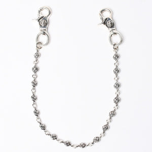 新品未使用 CHROME HEARTS クロムハーツ クロスボール ショート ウォレットチェーン 2クリップ 16ボール 127.1g シルバー925 中古 4a007345