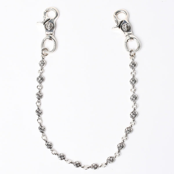 新品未使用 CHROME HEARTS クロムハーツ クロスボール ショート ウォレットチェーン 2クリップ 16ボール 127.1g シルバー925 中古 4a007345