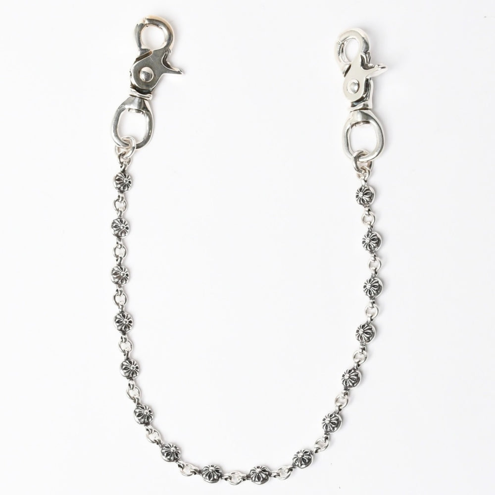 新品未使用 CHROME HEARTS クロムハーツ クロスボール ショート ウォレットチェーン 2クリップ 16ボール 127.1g シルバー925 中古 4a007345