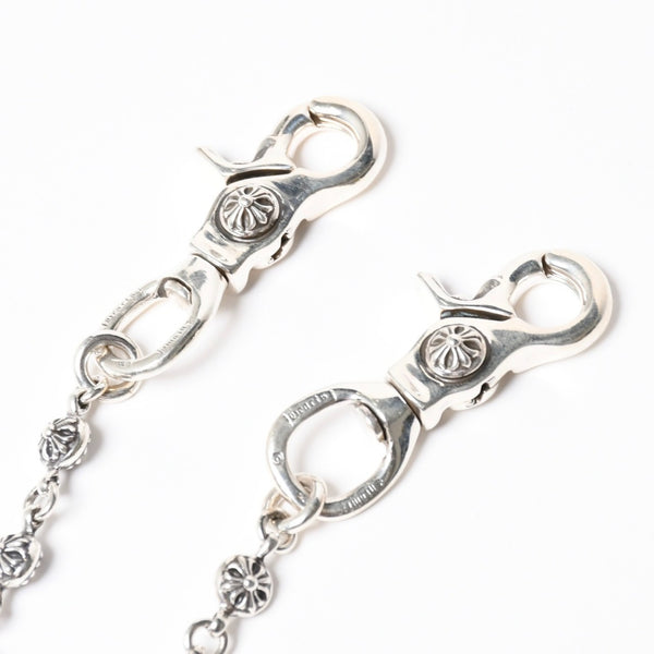 新品未使用 CHROME HEARTS クロムハーツ クロスボール ショート ウォレットチェーン 2クリップ 16ボール 127.1g シルバー925 中古 4a007345