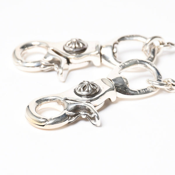 新品未使用 CHROME HEARTS クロムハーツ クロスボール ショート ウォレットチェーン 2クリップ 16ボール 127.1g シルバー925 中古 4a007345