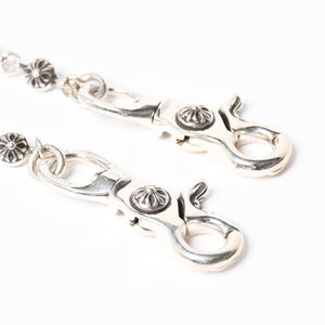 新品未使用 CHROME HEARTS クロムハーツ クロスボール ショート ウォレットチェーン 2クリップ 16ボール 127.1g シルバー925 中古 4a007345