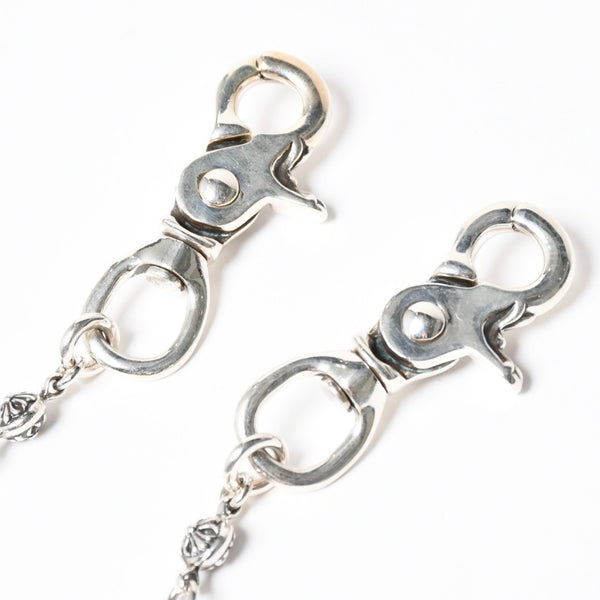 新品未使用 CHROME HEARTS クロムハーツ クロスボール ショート ウォレットチェーン 2クリップ 16ボール 127.1g シルバー925 中古 4a007345
