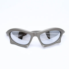 極美品 BALENCIAGA バレンシアガ BAT バット サングラス BB0229SV サイズ59□20-125 サイズXL グレー 中古 4a007033