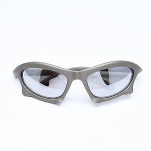 極美品 BALENCIAGA バレンシアガ BAT バット サングラス BB0229SV サイズ59□20-125 サイズXL グレー 中古 4a007033