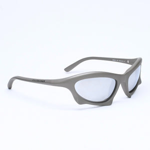極美品 BALENCIAGA バレンシアガ BAT バット サングラス BB0229SV サイズ59□20-125 サイズXL グレー 中古 4a007033