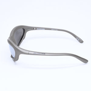 極美品 BALENCIAGA バレンシアガ BAT バット サングラス BB0229SV サイズ59□20-125 サイズXL グレー 中古 4a007033