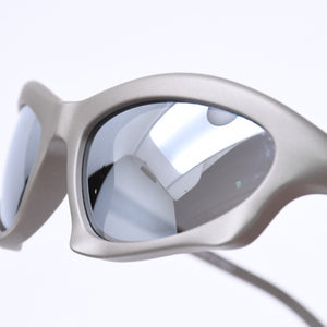極美品 BALENCIAGA バレンシアガ BAT バット サングラス BB0229SV サイズ59□20-125 サイズXL グレー 中古 4a007033