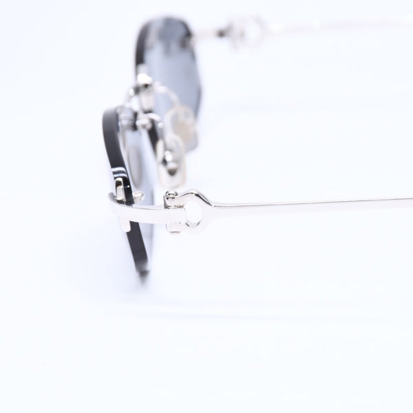 極美品 CARTIER カルティエ リムレス オーバルサングラス 2762766 2Cモチーフ ブラック アクセアリー シルバー金具 中古 4a006948