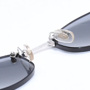 極美品 CARTIER カルティエ リムレス オーバルサングラス 2762766 2Cモチーフ ブラック アクセアリー シルバー金具 中古 4a006948
