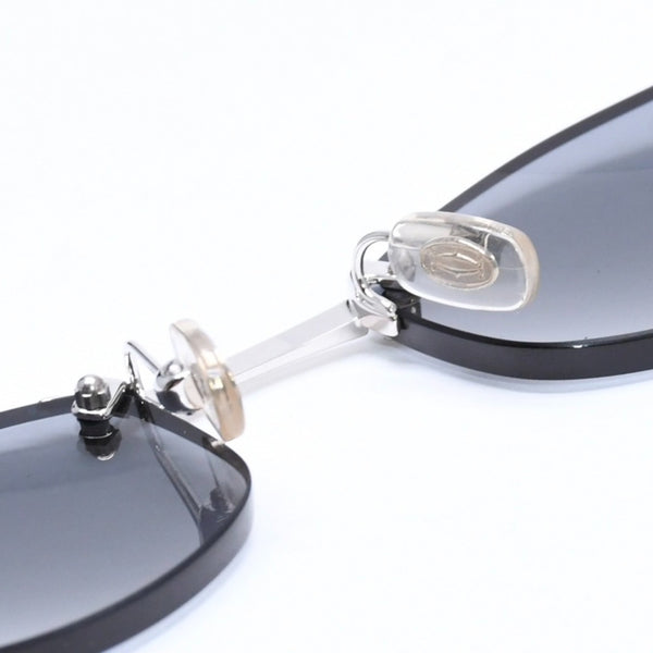 極美品 CARTIER カルティエ リムレス オーバルサングラス 2762766 2Cモチーフ ブラック アクセアリー シルバー金具 中古 4a006948
