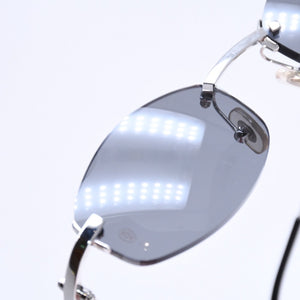 極美品 CARTIER カルティエ リムレス オーバルサングラス 2762766 2Cモチーフ ブラック アクセアリー シルバー金具 中古 4a006948