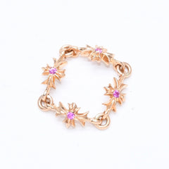 極美品 CHROME HEARTS クロムハーツ 22K タイニーE CHプラス リング 重量約4.12g サイズ9号 パヴェピンクサファイヤ ミニクロス 中古 4a007361