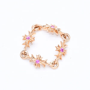 極美品 CHROME HEARTS クロムハーツ 22K タイニーE CHプラス リング 重量約4.12g サイズ9号 パヴェピンクサファイヤ ミニクロス 中古 4a007361
