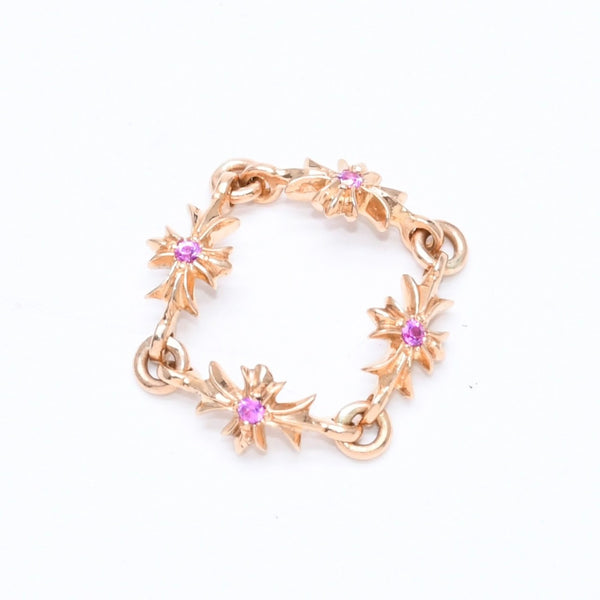 極美品 CHROME HEARTS クロムハーツ 22K タイニーE CHプラス リング 重量約4.12g サイズ9号 パヴェピンクサファイヤ ミニクロス 中古 4a007361