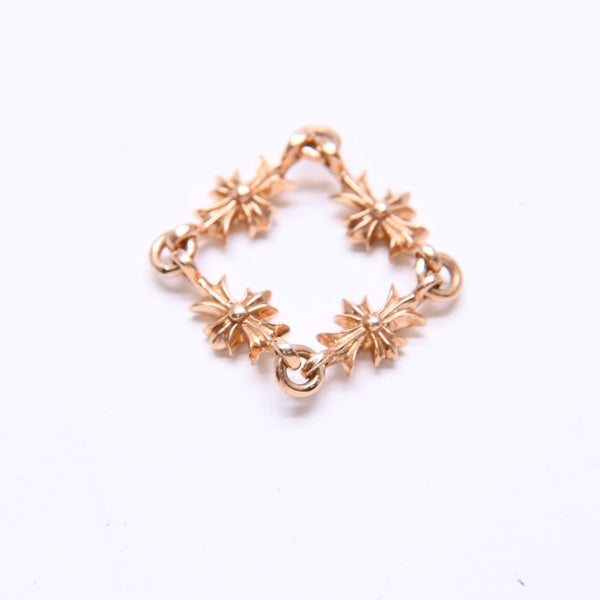 極美品 CHROME HEARTS クロムハーツ 22K タイニーE CHプラス リング 重量約4.12g サイズ9号 パヴェピンクサファイヤ ミニクロス 中古 4a007361