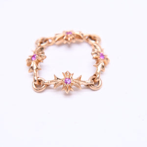 極美品 CHROME HEARTS クロムハーツ 22K タイニーE CHプラス リング 重量約4.12g サイズ9号 パヴェピンクサファイヤ ミニクロス 中古 4a007361