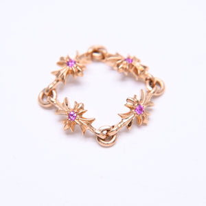 極美品 CHROME HEARTS クロムハーツ 22K タイニーE CHプラス リング 重量約4.12g サイズ9号 パヴェピンクサファイヤ ミニクロス 中古 4a007361
