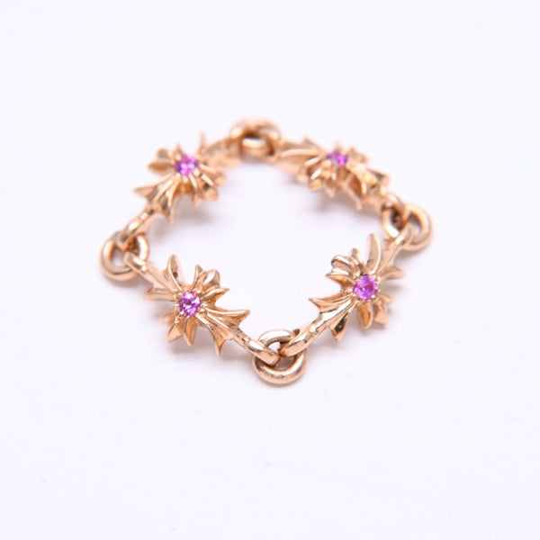 極美品 CHROME HEARTS クロムハーツ 22K タイニーE CHプラス リング 重量約4.12g サイズ9号 パヴェピンクサファイヤ ミニクロス 中古 4a007361