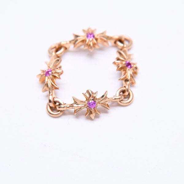 極美品 CHROME HEARTS クロムハーツ 22K タイニーE CHプラス リング 重量約4.12g サイズ9号 パヴェピンクサファイヤ ミニクロス 中古 4a007361