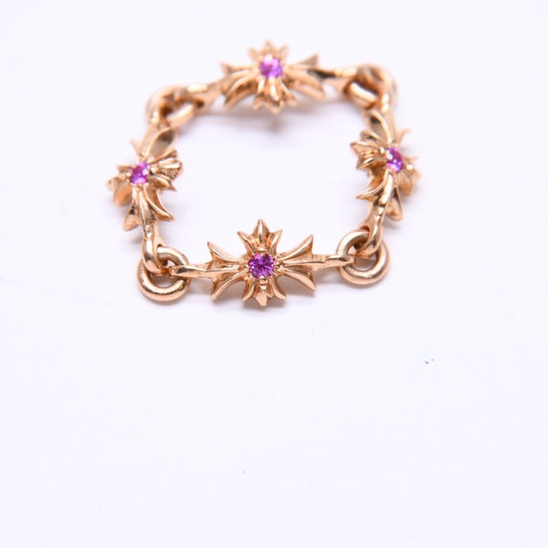 極美品 CHROME HEARTS クロムハーツ 22K タイニーE CHプラス リング 重量約4.12g サイズ9号 パヴェピンクサファイヤ ミニクロス 中古 4a007361