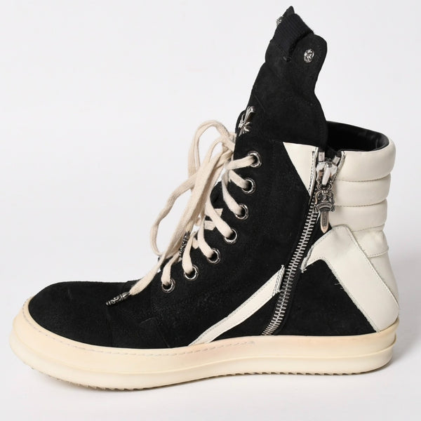 Rick Owens リックオウエンス × CHROME HEARTS クロムハーツ ジオバスケット スニーカー サイズ44 ブラック ホワイト 美品 中古 4a005116