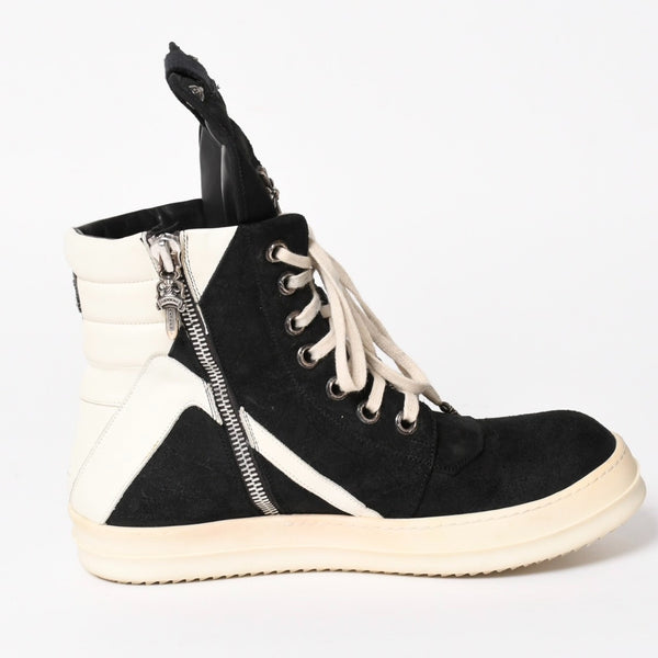 Rick Owens リックオウエンス × CHROME HEARTS クロムハーツ ジオバスケット スニーカー サイズ44 ブラック ホワイト 美品 中古 4a005116