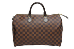 極美品 LOUIS VUITTON ルイヴィトン スピーディ35 ハンドバッグ N41363 ダミエキャンバス ブラウン ゴールド金具 中古 4b011629