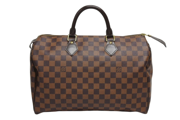 極美品 LOUIS VUITTON ルイヴィトン スピーディ35 ハンドバッグ N41363 ダミエキャンバス ブラウン ゴールド金具 中古 4b011629