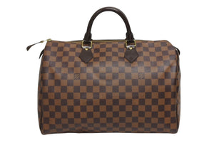 極美品 LOUIS VUITTON ルイヴィトン スピーディ35 ハンドバッグ N41363 ダミエキャンバス ブラウン ゴールド金具 中古 4b011629